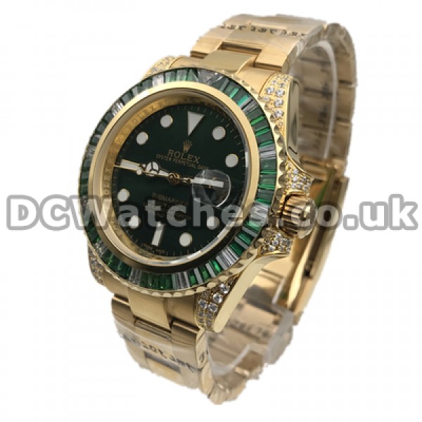 Glorious 40MM Green Dials Rolex Submariner Fake Male Watches With Automatic Movements Online