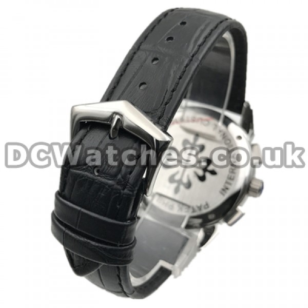 Functional Male Swiss Quartz Movements Fake Patek Philippe Classic Watches With Black Dials