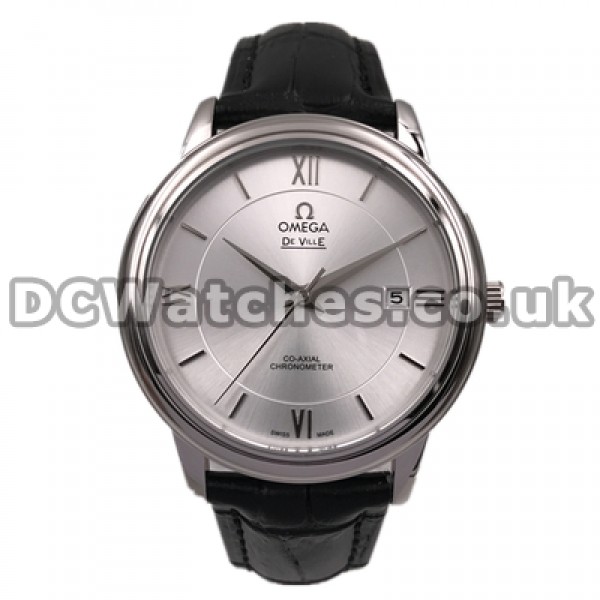 40MM Male Replica Omega De Ville Hour Vision Automatic Watches With Black Straps