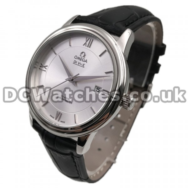 40MM Male Replica Omega De Ville Hour Vision Automatic Watches With Black Straps
