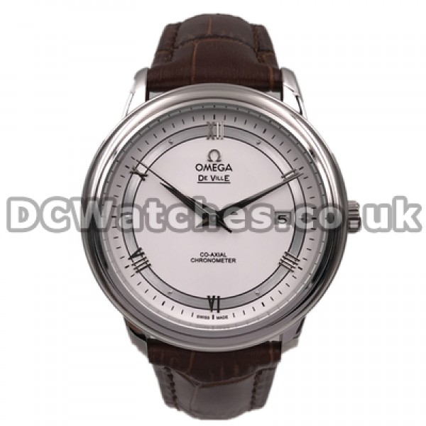 Automatic 40MM Omega De Ville Hour Vision Fake Male Watches With Brown Straps