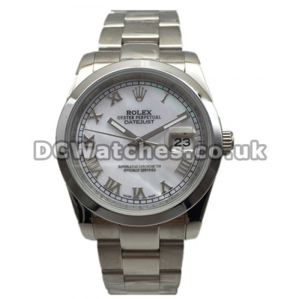 Cheap UK Popular Rolex Datejust Fake Watches With Steel Roman Numerals Sale
