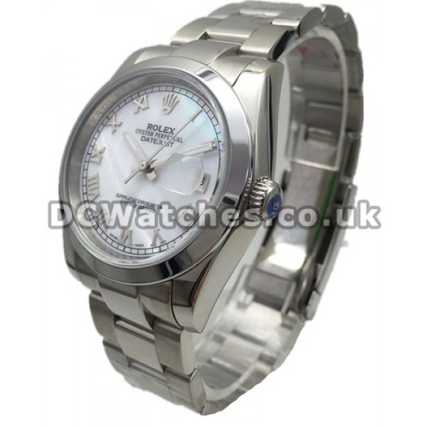 Cheap UK Popular Rolex Datejust Fake Watches With Steel Roman Numerals Sale