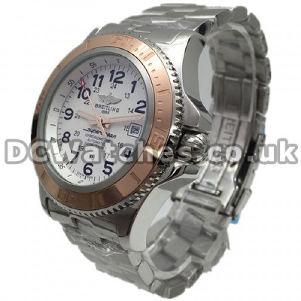 Black Arabic Numerals Breitling SuperOcean Heritage Copy Watches With White Dials For Men