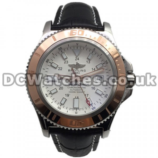 Automatic 44MM Breitling SuperOcean Heritage Fake Watches With Black Straps UK Sale