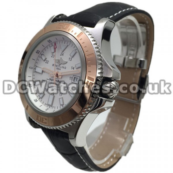 Automatic 44MM Breitling SuperOcean Heritage Fake Watches With Black Straps UK Sale