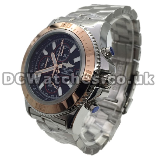 Swiss Black Dials Breitling SuperOcean Heritage Replica Watches With Steel Bracelets UK