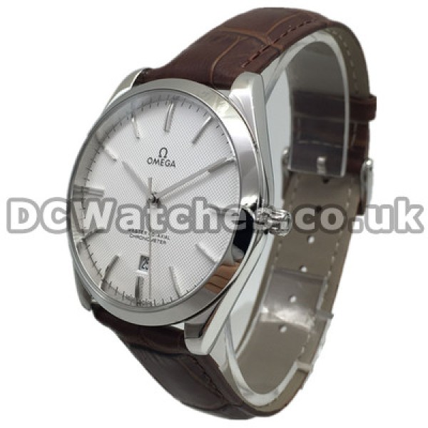 Elegant 40MM Omega De Ville Hour Vision Fake Watches With Steel Cases And White Dials