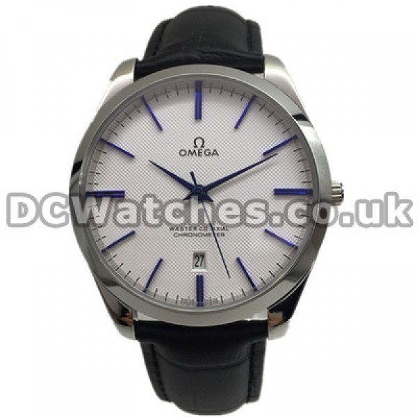 Distinctive Male Omega De Ville Hour Vision Copy Watches With White Dials And Blue Hands