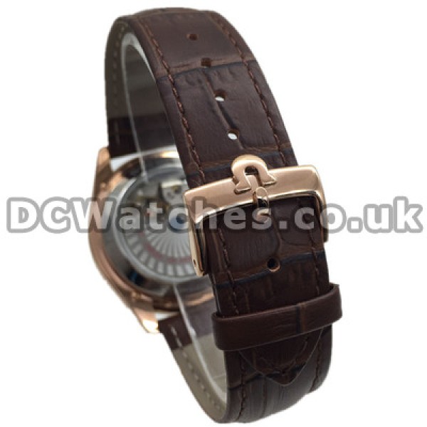 Precious Rose Gold And Steel Omega De Ville Hour Vision Copy Watches With White Dials