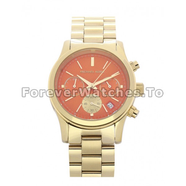 UK Orange Dials MICHAEL KORS Fake Watches With Gold  & Steel Cases And Bracelets