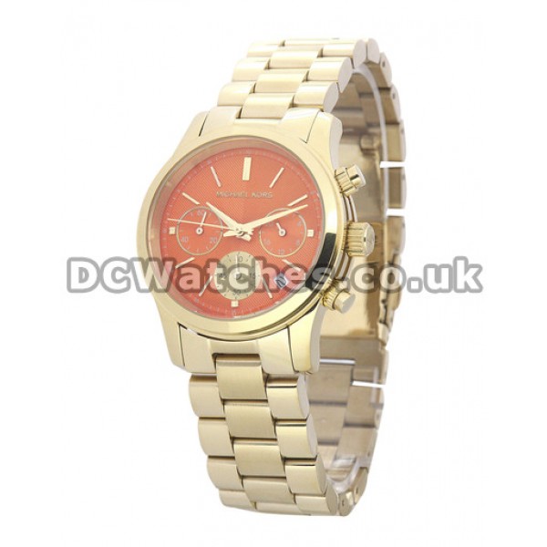 UK Orange Dials MICHAEL KORS Fake Watches With Gold  & Steel Cases And Bracelets