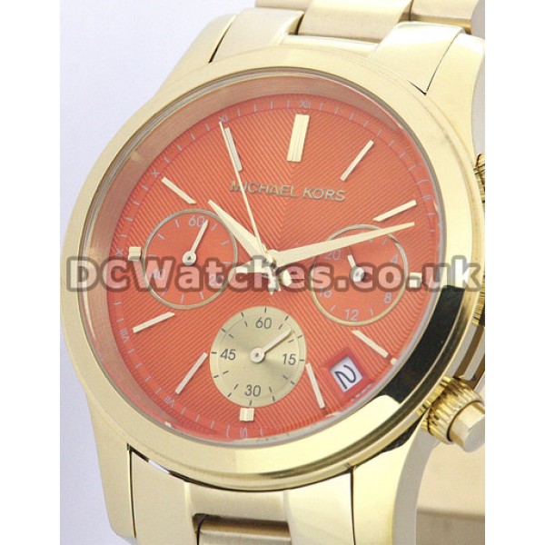 UK Orange Dials MICHAEL KORS Fake Watches With Gold  & Steel Cases And Bracelets