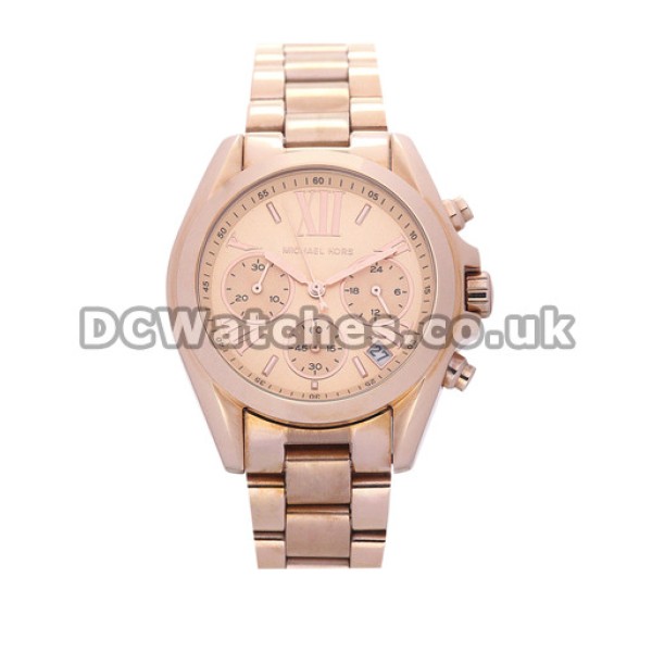 Pretty Rose Gold Dials MICHAEL KORS Fake Watches With Roman Numerals UK Sale