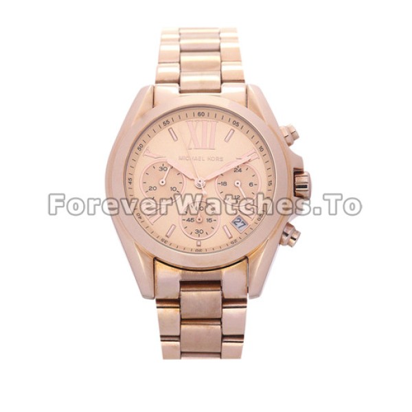 Pretty Rose Gold Dials MICHAEL KORS Fake Watches With Roman Numerals UK Sale