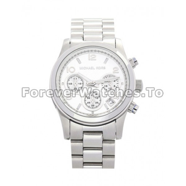 Sturdy 38MM Steel MICHAEL KORS Replica Watches With White Dials For UK
