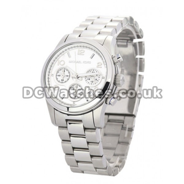 Sturdy 38MM Steel MICHAEL KORS Replica Watches With White Dials For UK