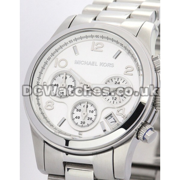 Sturdy 38MM Steel MICHAEL KORS Replica Watches With White Dials For UK