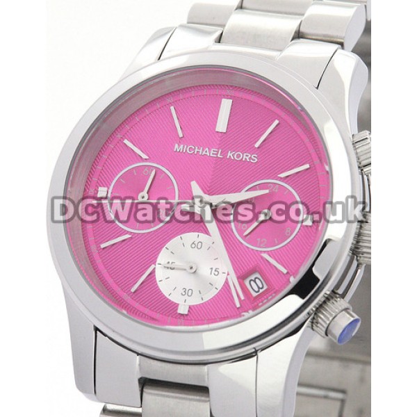 Sturdy Steel Cases UK MICHAEL KORS Quartz Fake Watches With Pink Dials Online