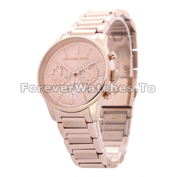 Luxury Swiss MICHAEL KORS 38MM Copy Watches With Rose gold & Steel Cases