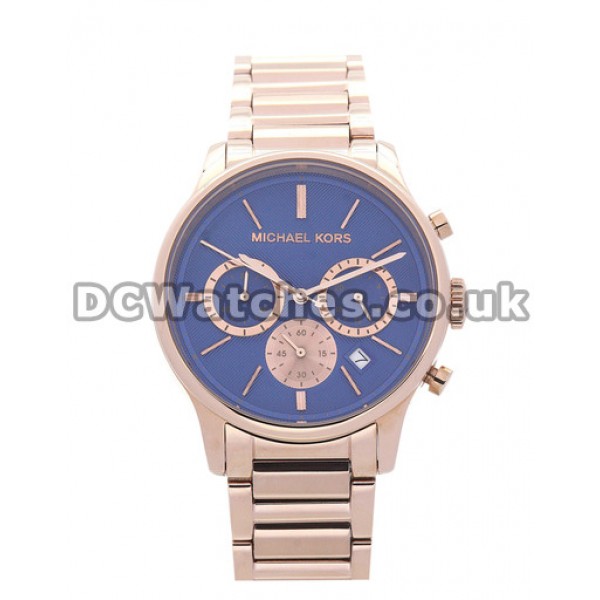 Distinctive Blue Dials MICHAEL KORS Replica Watches UK With Rose Gold Hands And Indexes