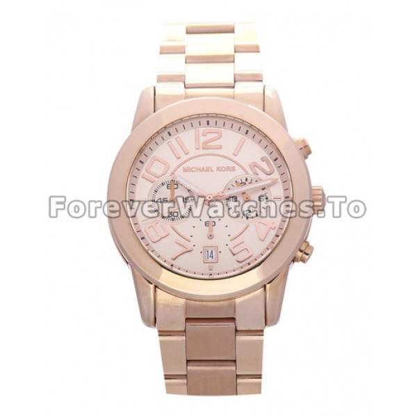 New 41MM MICHAEL KORS Fake Watches With Rose Gold Dials And Arabic Numerals
