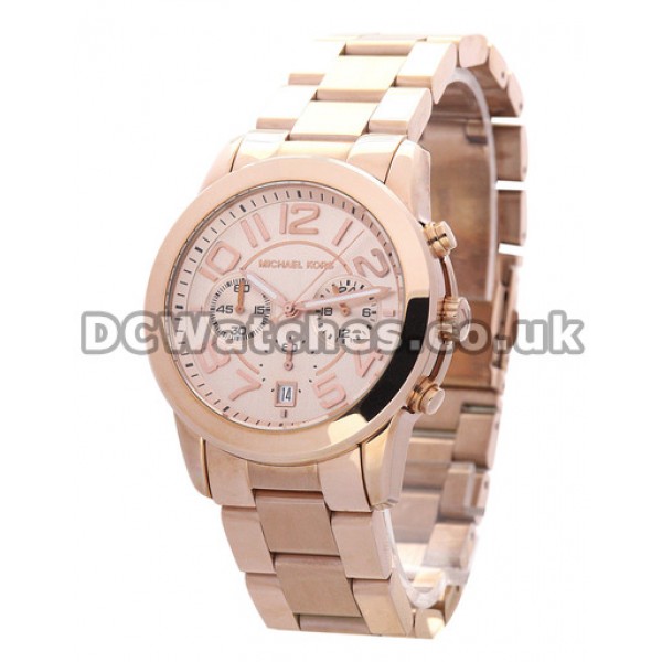 New 41MM MICHAEL KORS Fake Watches With Rose Gold Dials And Arabic Numerals