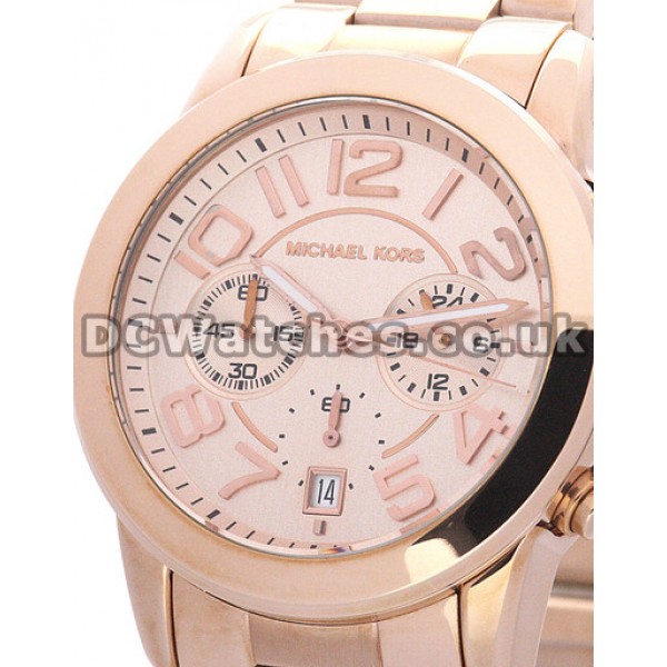 New 41MM MICHAEL KORS Fake Watches With Rose Gold Dials And Arabic Numerals