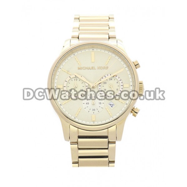 38MM Gold & Steel Cases And Bracelets MICHAEL KORS Replica Watches With Gold Dials