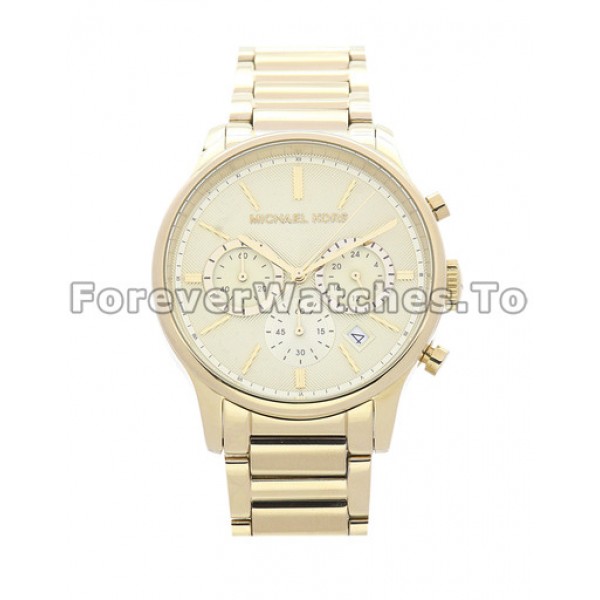 38MM Gold & Steel Cases And Bracelets MICHAEL KORS Replica Watches With Gold Dials