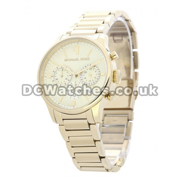 38MM Gold & Steel Cases And Bracelets MICHAEL KORS Replica Watches With Gold Dials