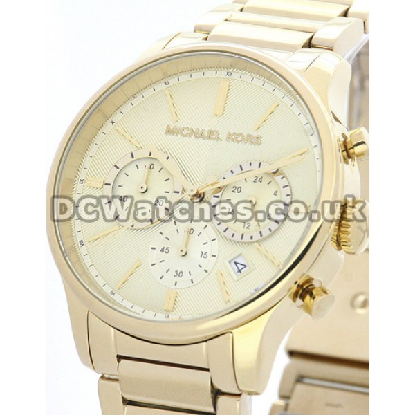 38MM Gold & Steel Cases And Bracelets MICHAEL KORS Replica Watches With Gold Dials