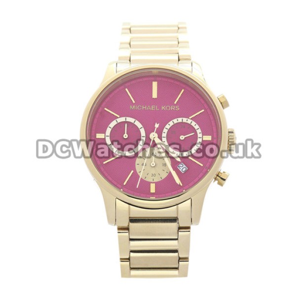 Charming Purple Dials MICHAEL KORS Fake Watches With Gold Hands And Indexes UK
