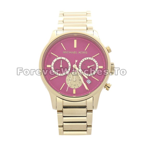 Charming Purple Dials MICHAEL KORS Fake Watches With Gold Hands And Indexes UK