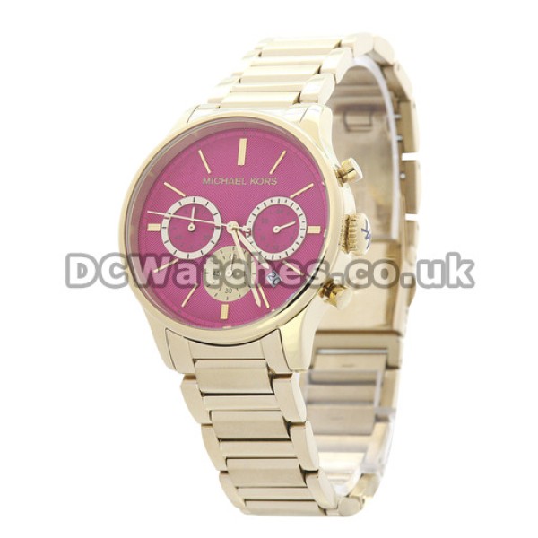 Charming Purple Dials MICHAEL KORS Fake Watches With Gold Hands And Indexes UK