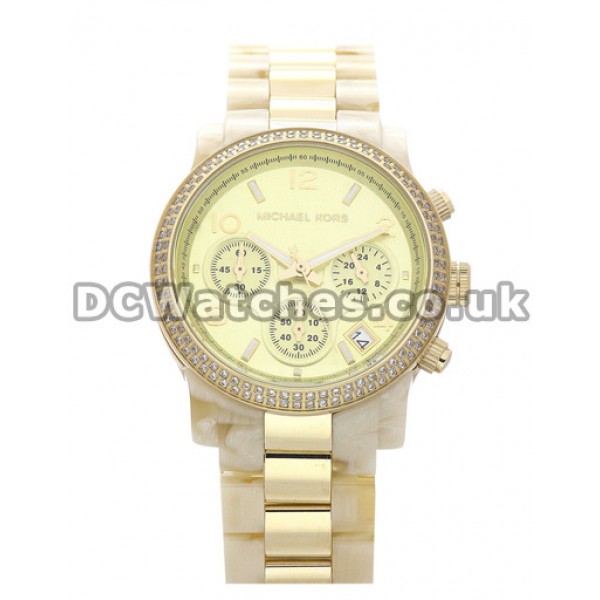 Precious Diamond Bezels UK MICHAEL KORS Replica Watches With Resin Bracelets