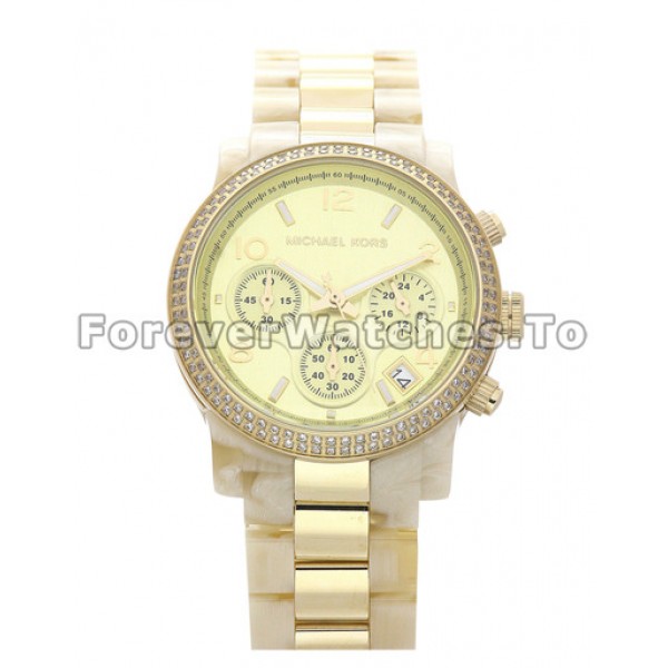 Precious Diamond Bezels UK MICHAEL KORS Replica Watches With Resin Bracelets