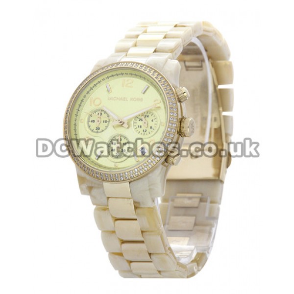 Precious Diamond Bezels UK MICHAEL KORS Replica Watches With Resin Bracelets
