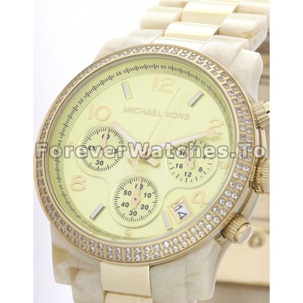 Precious Diamond Bezels UK MICHAEL KORS Replica Watches With Resin Bracelets