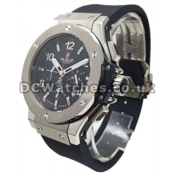 Arabic Numerals 44MM Hublot Fake Watches With Black Dials And Red Second Hands UK