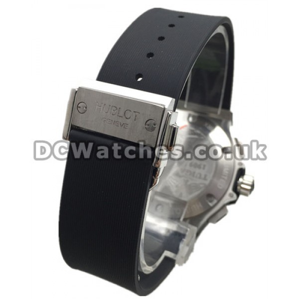 Arabic Numerals 44MM Hublot Fake Watches With Black Dials And Red Second Hands UK