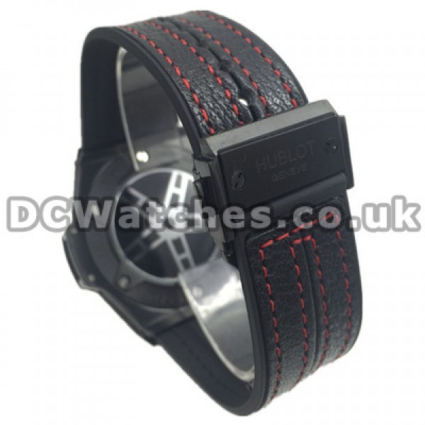 New Tungsten Steel Cases Hublot Quartz Replica Watches With Cool Black Cowhide Straps
