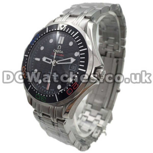 Fashionable 41MM Omega Seamaster 300M Copy Watches With Black Bezels Set With Colorful Scales