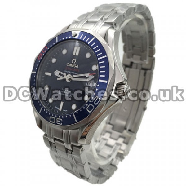 Popular Blue Bezels Omega Seamaster 300M Replica Watches With Blue Dials For UK