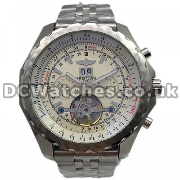 High-end Steel Cases Breitling Bentley Fake Watches With White Dials For Men UK