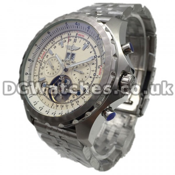 High-end Steel Cases Breitling Bentley Fake Watches With White Dials For Men UK