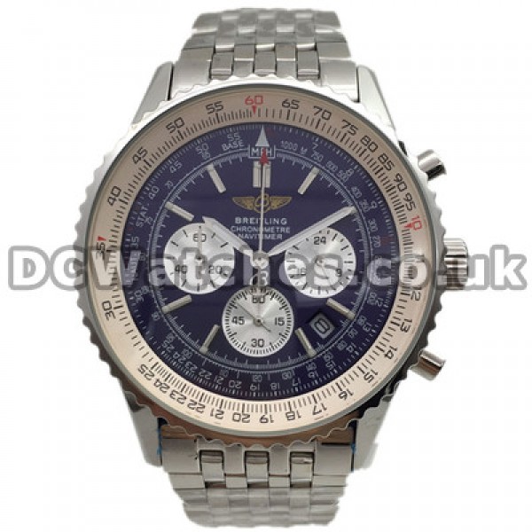 Professional Blue Dials Breitling Navitimer Copy Watches With Silver Hands And Silver Hour Markers