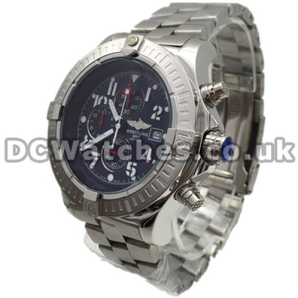 Functional Quartz Breitling Super Avenger Copy Watches With Black Dials And Small Red Hands