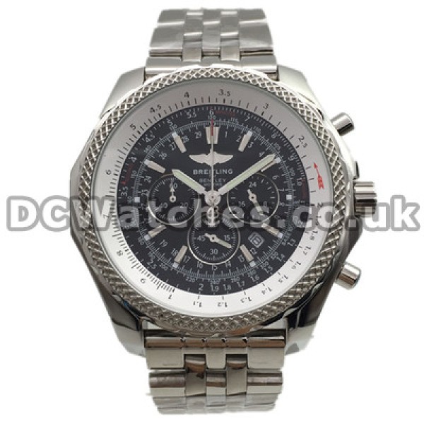 High-quality Black Dials Breitling Bentley Copy Watches With Silver Hands And Hour Markers
