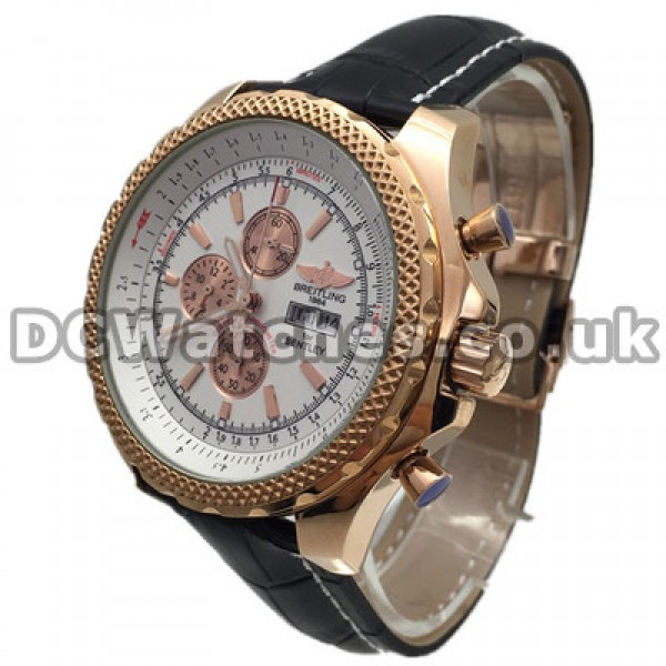 Attractive UK Red Steel Bezels Breitling Bentley Motors Fake Watches With White Dials Online Sale